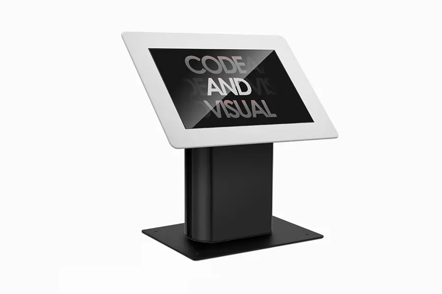 Quiosque digital ergonómico para interação com o público e diretórios digitais.