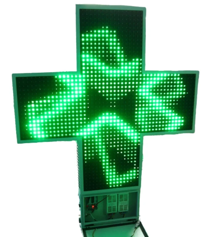 ruz de farmácia latina Single Color verde com chassis de alumínio e pixel pitch P6 para mensagens de texto.